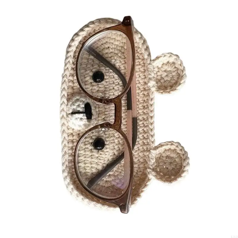 K3KD زخرفية الكروشيه EYEGLASS حامل التخزين الواقي من النمط الحيوانية متعة نمط حيوان