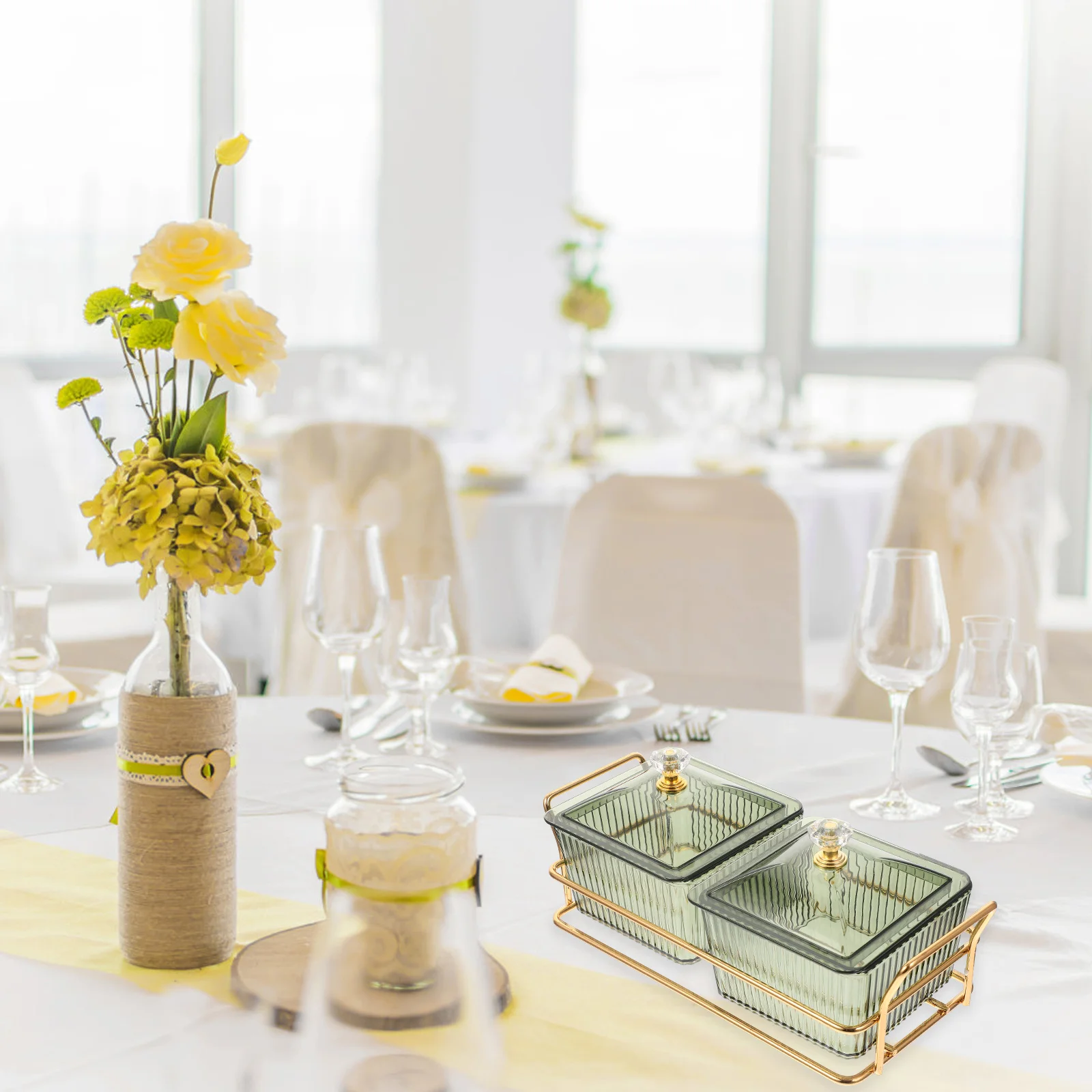 

1Set Divided Fruit Tray Crystal Clear Metal Snack Plate Multi-Grid Storage for Party Family Gathering Thanksgiving Christmas