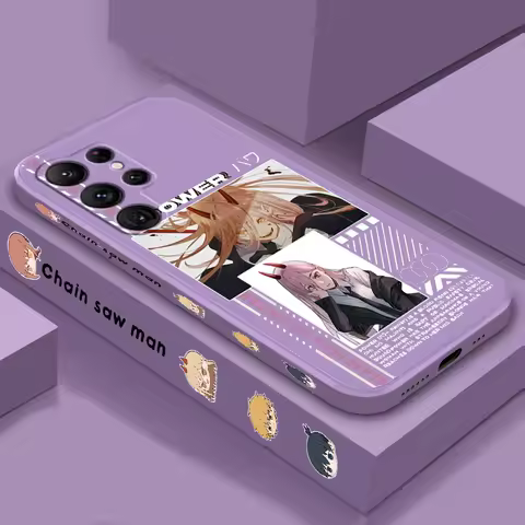 C Chainsaw Man Cool Anime Liquid Left Rope For Samsung Galaxy S24 S23 S22 S21 S20 FE S10 Ultra Plus Lite 5G Cover TPU