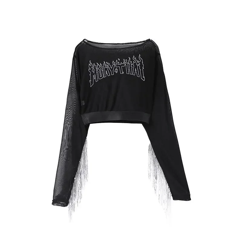 Abbigliamento Hip Hop per ragazze Nappe nere Top Gonna torta streetwear per abiti da ballo per bambini