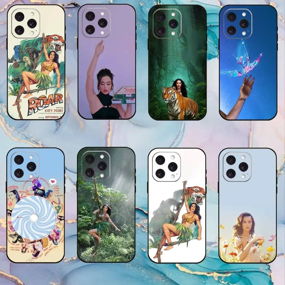 

Singer K-Katy Perry Roar Phone Case For iPhone17,16,15,14,13,12,11 Plus,Pro Max Soft Black Cover