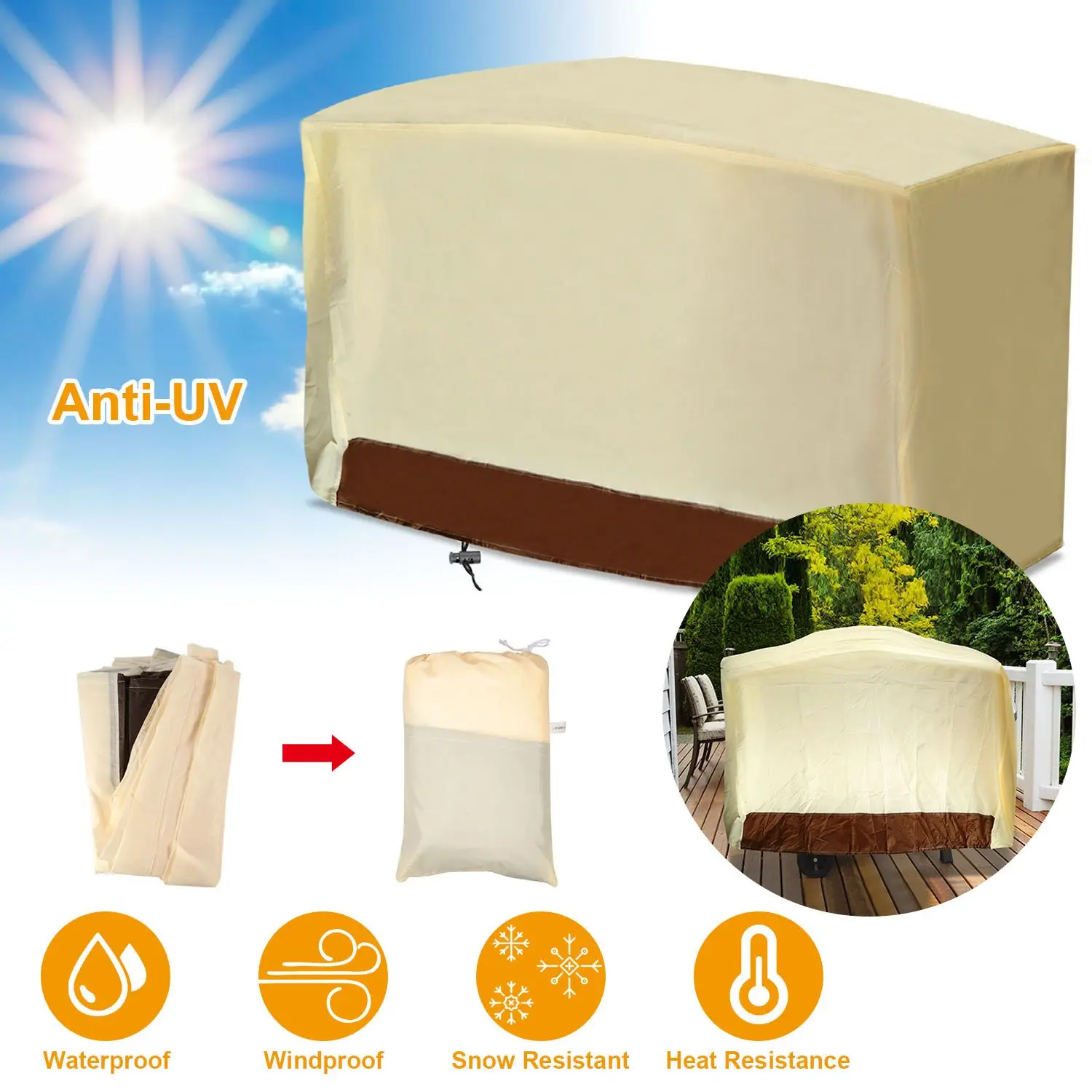 

Для 210D водонепроницаемый уличный гриль-барбекю, ветрозащитный пылезащитный газовый гриль для патио, защита для духовки, ткань Оксфорд, сад GPCT1580