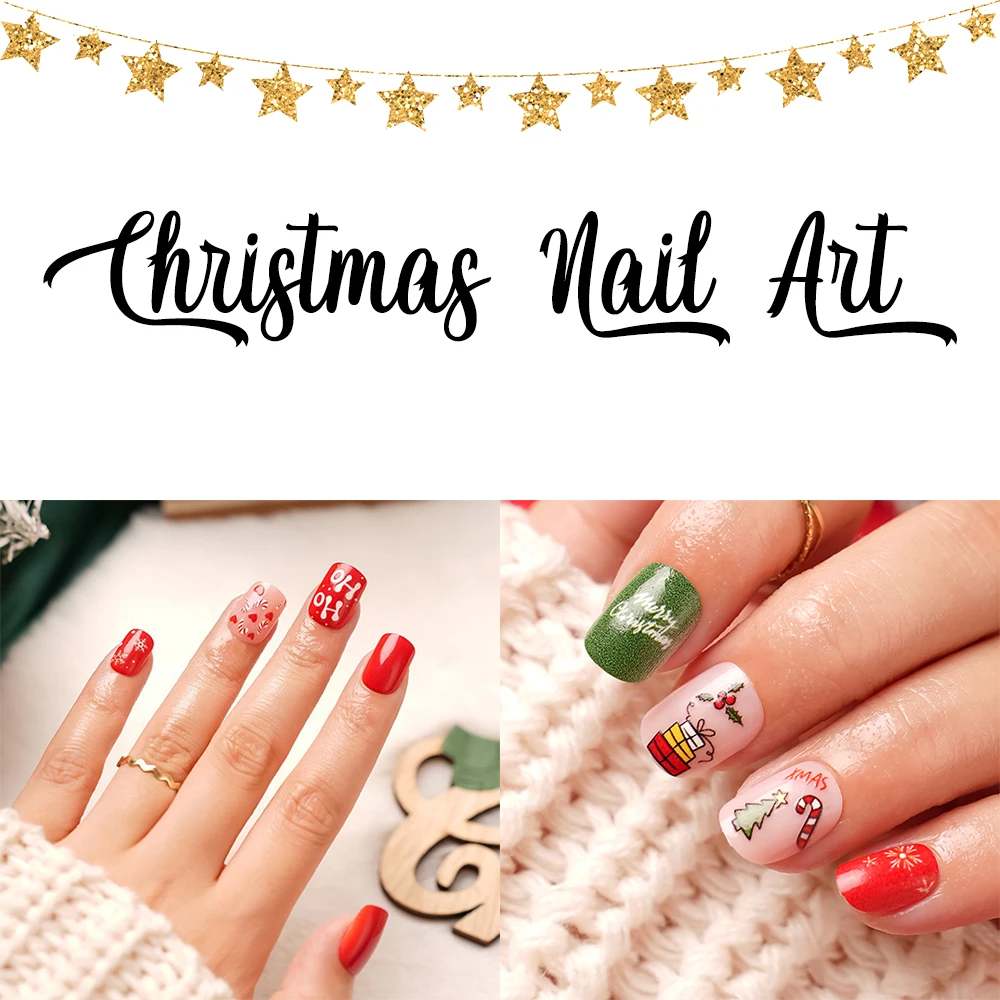 

24pcs Wearable Nails Patch With Adhesive Kit Artificial False Nail Christmas Print Red Manicure New Year Nail Art Removable Gift