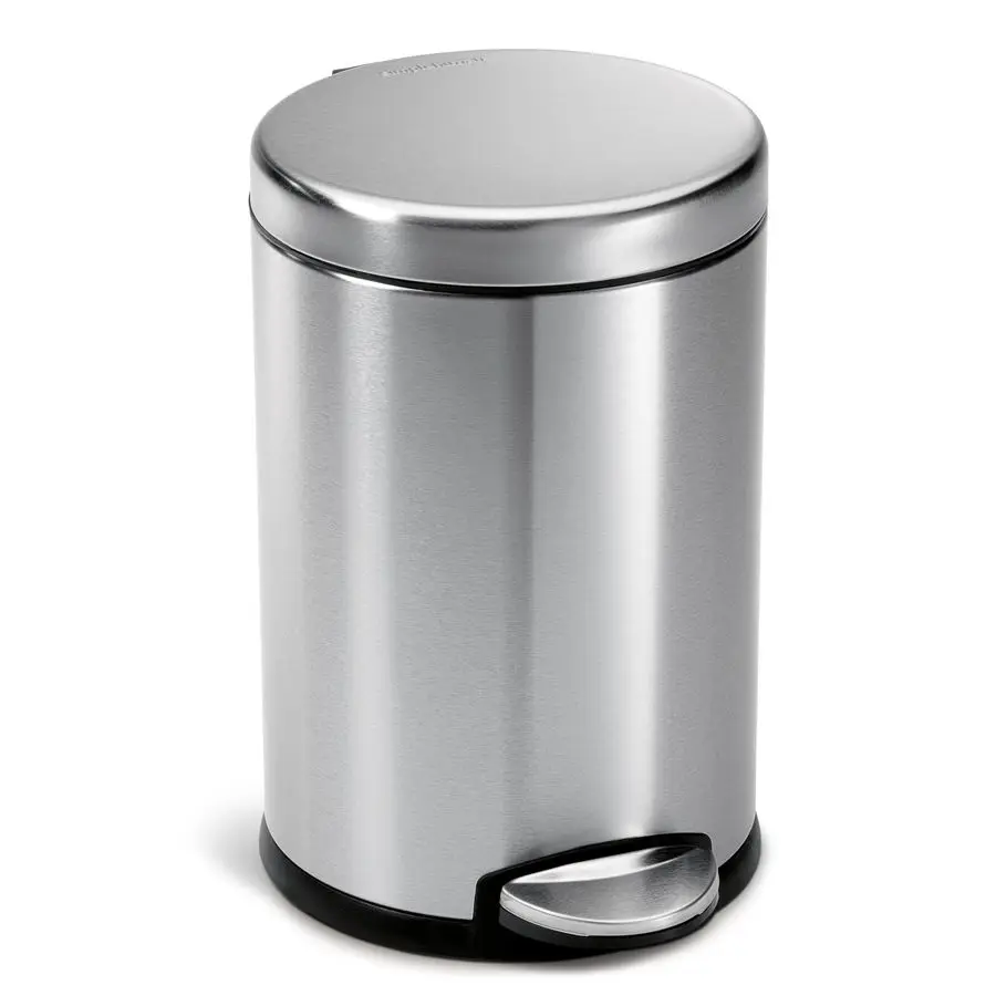 

4.5 Liter 1.2 Gallon Round Bathroom Step Trash Can, Brushed Stainless Steel