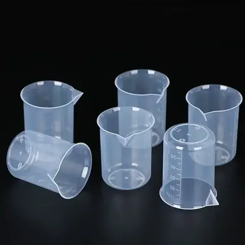 100ml 측정 컵 투명 스케일 플라스틱 측정 컵 실험실 화학 측정 컵 핸들없이 주방 바 용품