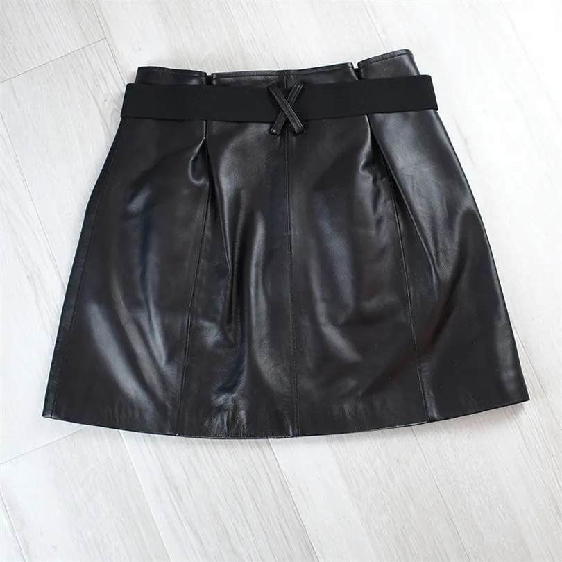 2023 New Autumn Winter Genuine Leather Skirt for Women High Waist A-line Skirt Sheepskin Wrap Hip Mini Skirt Mujer Y3992