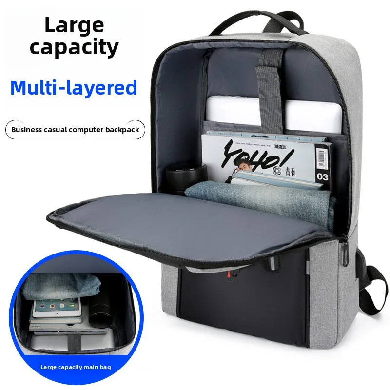 New backpack men's simple usb rechargeable business computer bag men's multifunctional students' large-capacity schoolbag