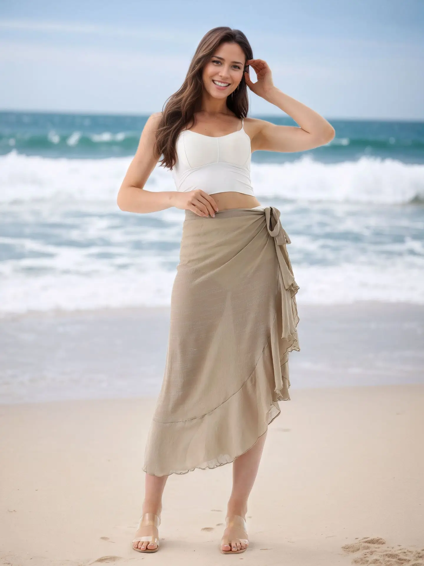 

Cotton tie dye printed beach cover shirt for vacation, loose dress for summer