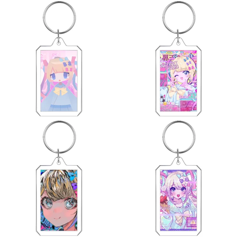 NEEDY GIRL OVERDOSE Acrylic Double Sided Keychain Cartoon Anime Bag Pendant KAnge Rain Transparent Interlayer Creative Gifts