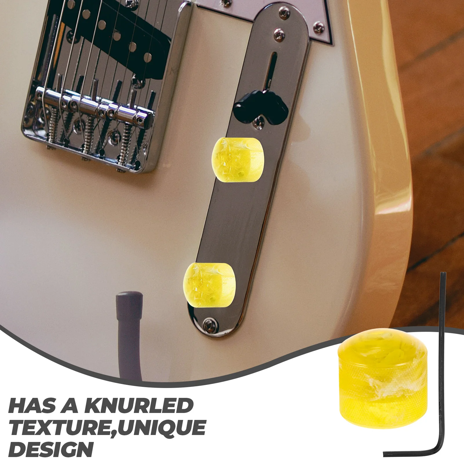 

1 set 1 Set Electric Guitar Knobs Potentiometer Volume Tone Control Replacement Plastic Dome Bass Knobs Wrench Audio Instrument