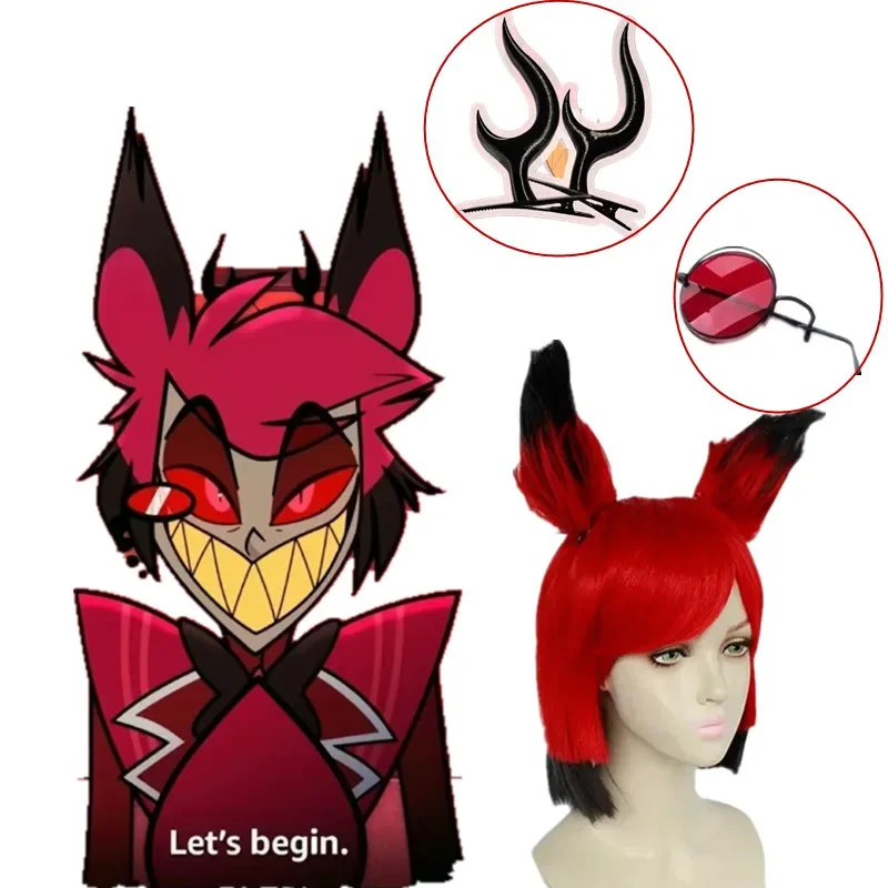 New Hazbin Cosplay Hotel ALASTOR Cosplay Wigs Hair Props Halloween Carnival Christmas Costumes Accessories