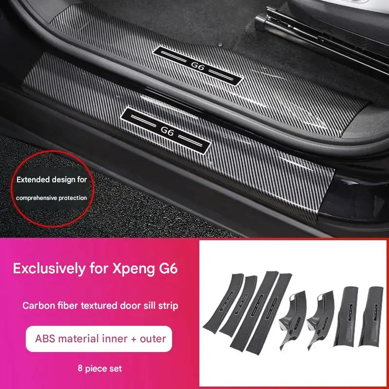 [Fast Shipping] XPENG G6 2025/2026 External + Internal Door Sill Strip ABS Carbon Fiber Textured Protective Pedal