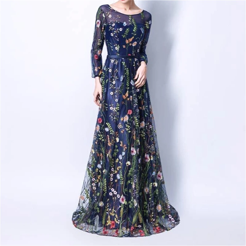 

Floor Length Dress Women Gown Dresses Wedding Vestidos Y2k Streetwear Banquet Print Floral Lace Evening Elegant Party Night