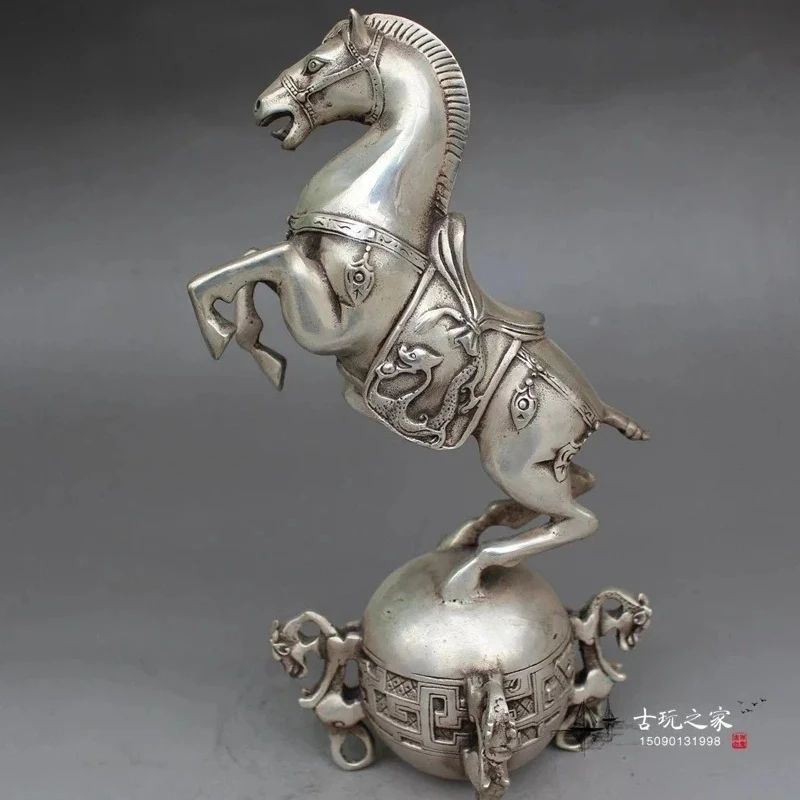 Chinese Silver Copper Statue - Horse Seismograph Qing Dynasty Qianlong Mark