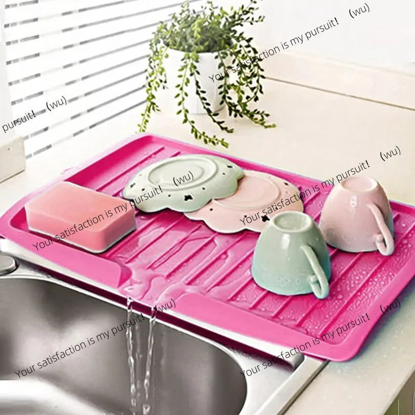 

Kitchen silicone drain rack tray, large sink countertop finishing, dishes and tableware drying