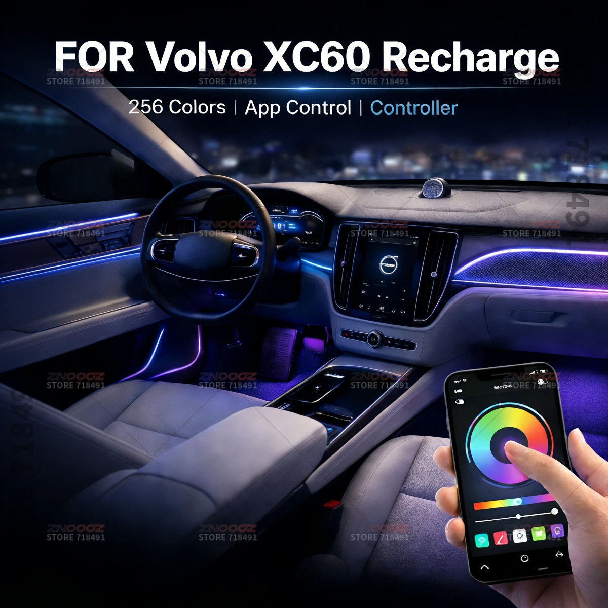 

22in1 RGB Car Interior Acrylic Car Ambient Lights RGB Hidden Acrylic Strip Decoration Atmosphere Accessories For XC60 Recharge