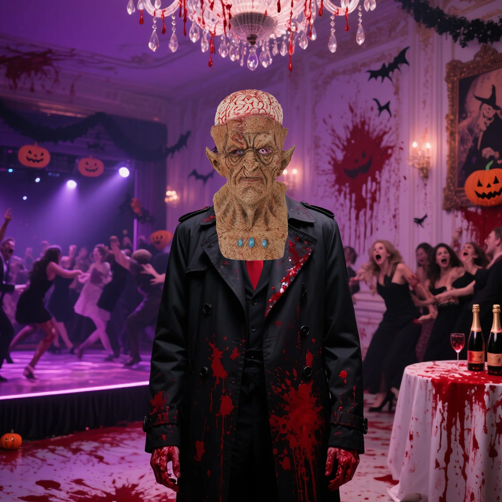 หน้ากากยางลาเท็กซ์รูปหัวแวมไพร์สยองขวัญ หน้ากากซอมบี้ หน้ากากปีศาจเหมือนจริง สำหรับคอสเพลย์ฮาโลวีน สำหรับผู้ใหญ่