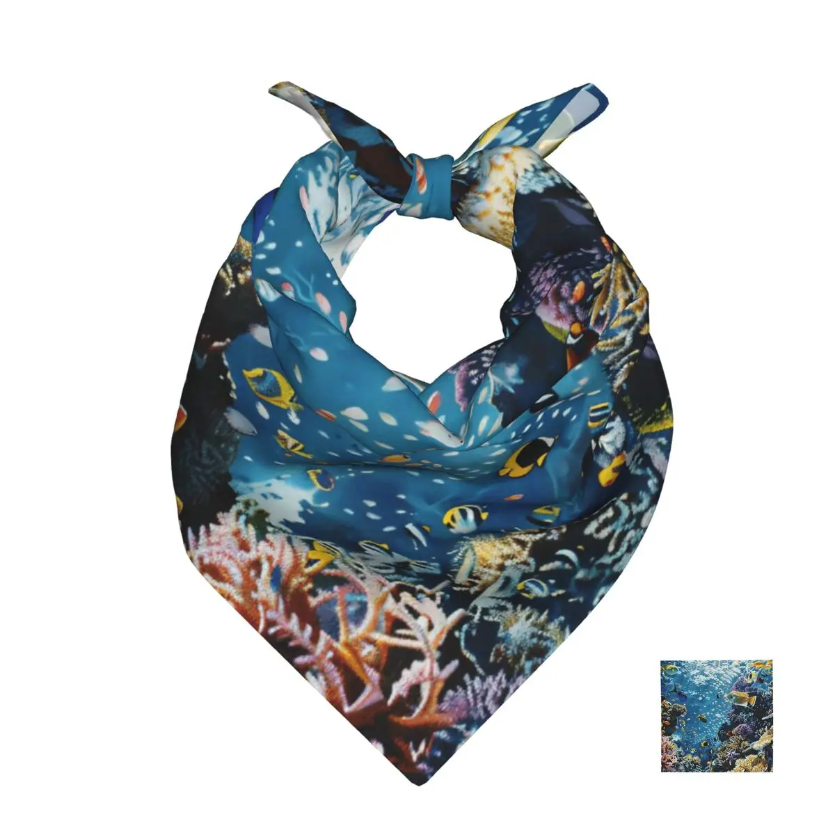 

50cm*50cm Underwater Coral Reef Scarf Head Hair Shawl Women Designer Scarfs Square Headband
