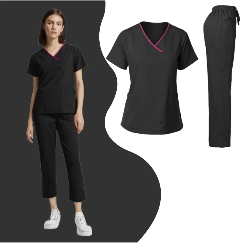 Mulheres Sólido Uniforme Médico, Enfermeira, Doutor, Enfermeira, Vestuário de Trabalho, Dental, Roupa de Enfermagem, Hospital, Salão de beleza, Conjuntos de Esfrega