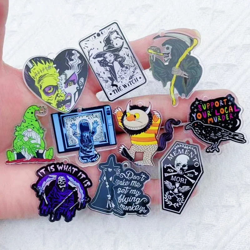 10pcs Cartoon character Acrylic Kawaii DIY Decorative Accessories Earrings Keychains Necklaces Jewelry Pendant Jewelry Charm