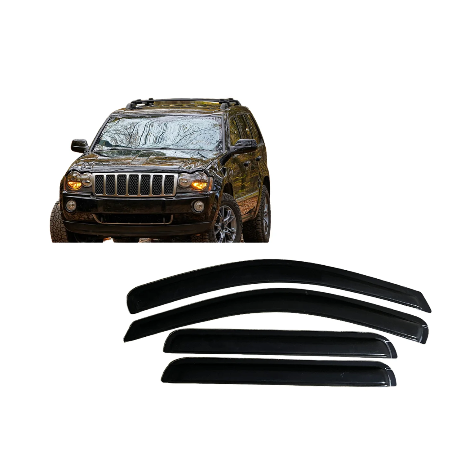 

For JEEP GRAND CHEROKEE 2005-2010 Weathershield Sun Rain Deflector Guard Car Side Window Deflector Out-Channel