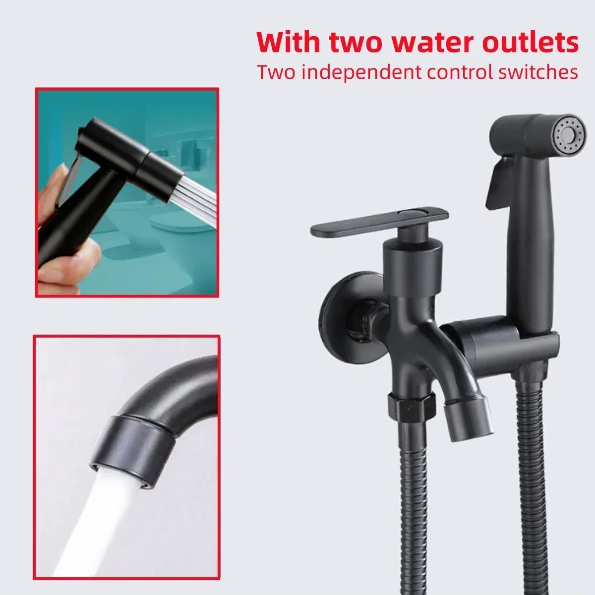 304 Stainless Steel Toilet Bidet Spray Set Multi-functional Toilet Sprayer Handheld Faucet High Pressure Shower Head Kits view 5