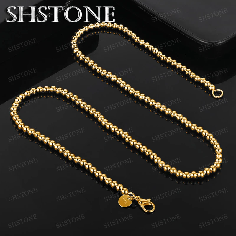

Original Smooth Beaded Chain 18k Gold Necklace For Women Men Luxury Elegant Jewelry Gift For Engagement Wedding Birthday Party