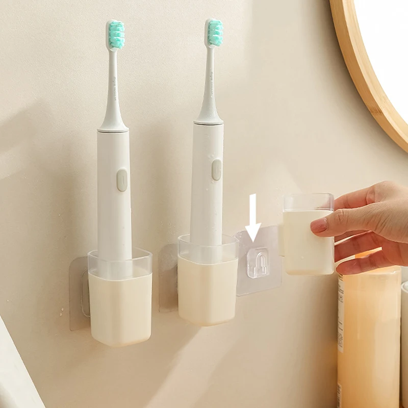 Electric Toothbrush Holder, Bathroom Wall Mounted Toothbrush Storage Base No Punching Required Toothpaste Appliance Storage Rack