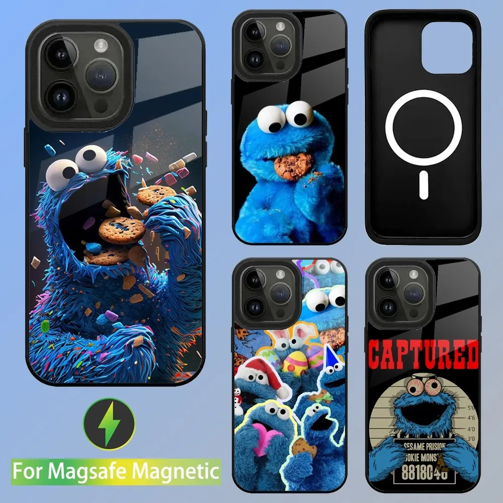 Funny Cookie M-Monster Phone Case For iPhone 15,14,13,12,11,Plus,Pro,Max Mini Magsafe Magnetic Wireless Charging