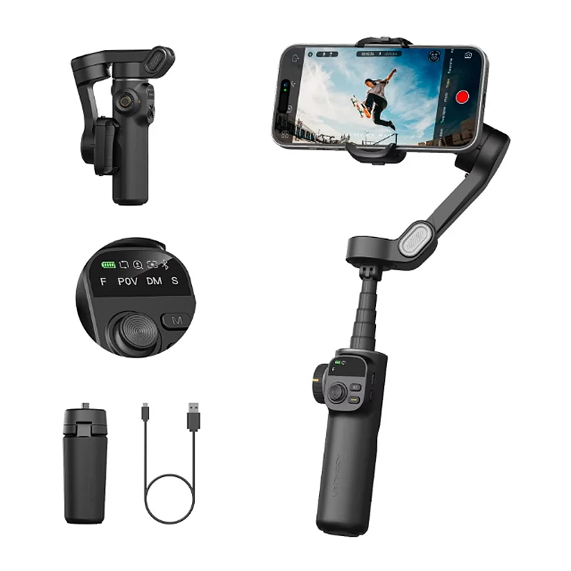 AOCHUAN Smart X2 Gimbal Stabilizer with LED Display and 3 Axis Built-in Extension Pole for Smartphone and Video Camera