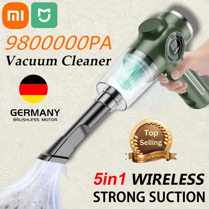 ξAO MIJIA 9800000 PA Elektrikli Süpürge 5'i 1 Arada Kablosuz Otomobil Yüksek Güçlü Islak Kuru Çift kullanımlı El Elektrikli Süpürge
