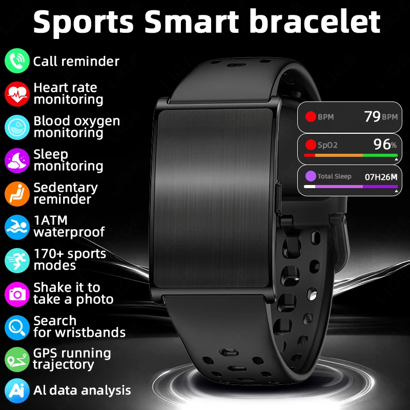 

LIGE Smart Wristband AI Health Monitor Report Blood Pressure Fitness Tracker GPS Running Waterproof Sports Smartband Smartwatch