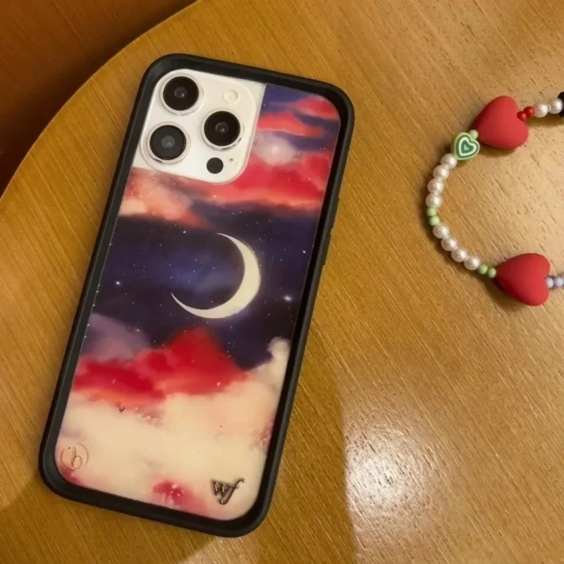 Wildflower Orebellas ريترو القمر السماء المرصعة بالنجوم جراب هاتف آيفون 12 13 14 15 16 برو ماكس زائد فتاة الموضة للصدمات الغطاء الخلفي