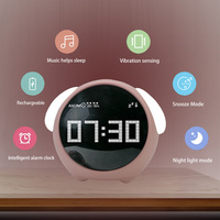 Bedside For Home Night Light Thermometer Multifunctional Voice Controlled Light Child Alarm Clock Cute Expression Alarm Clock