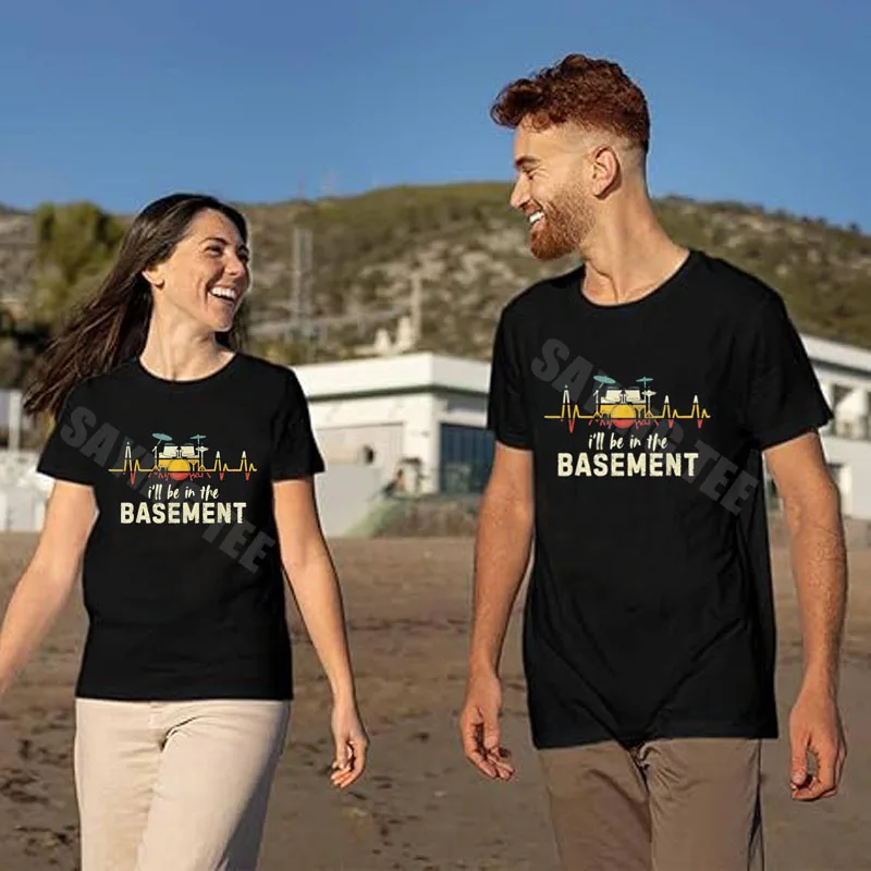 

Винтажная забавная футболка барабанщика I'll Be in The Basement Y2k, футболка с надписью в стиле панк-рок, новинка, подарок, уличная одежда, винтажный наряд, топы