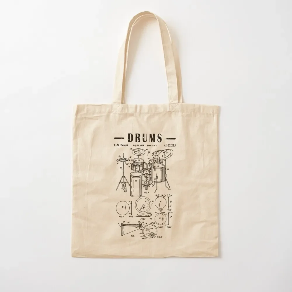 Drummer Drum Set Kit Vintage Patent art Drawing Print - Drummer Drum bluprint Print gift idea Tote Bag tote bag custom Tote Bag