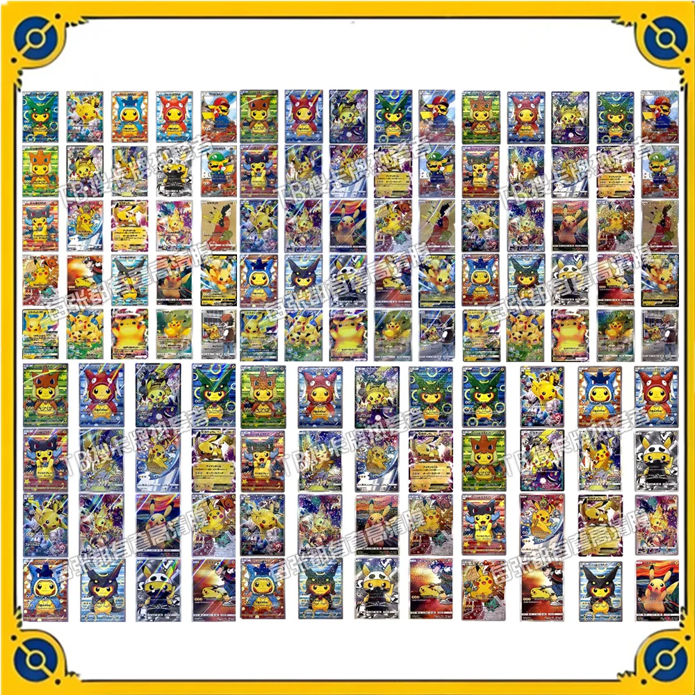 Pokemon Ptcg Card Japanese Replica 16-25Pcs Pikachu Flash Card Non-Duplicate Cartoon Animation Game Collection Card Toy