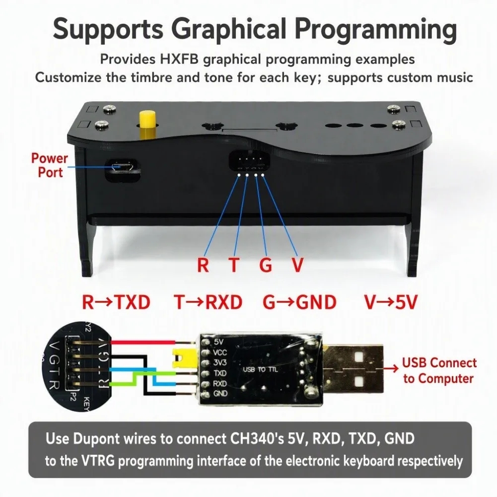 Electronic Keyboard DIY Kit Simulating Electronic Piano Playing Graphical Programming Electronic Keyboard Hands-on Assembly Kit