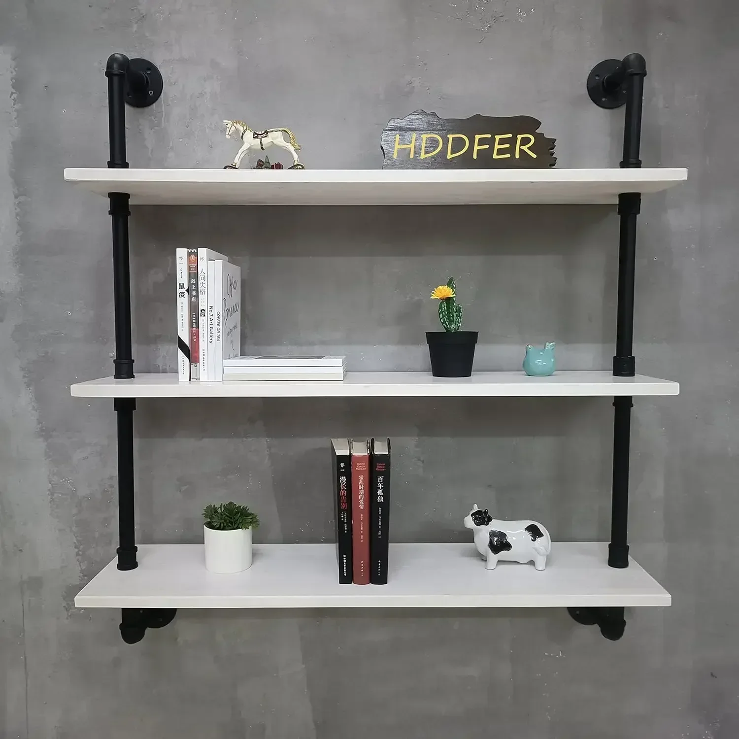 30 Inch Industrial Pipe Shelving Rustic with Wood Planks Industrial Floating Shelves White Pipe Wall Shelves Bathroom Shelves