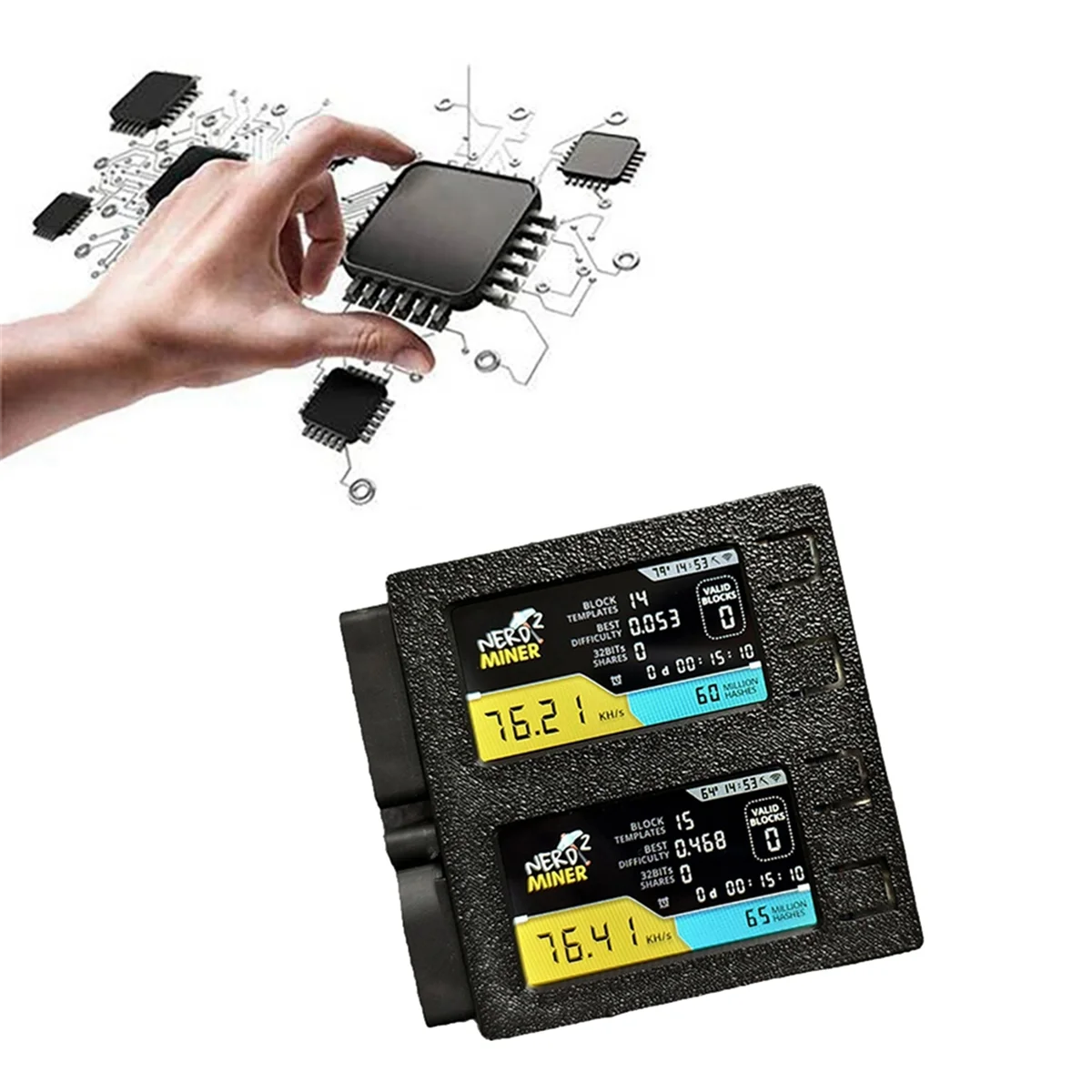 ABJG-для NerdMiner V2 DUO 156K/S двойной экран BTC Solo лотерейный майнер Bitcoin Nerd