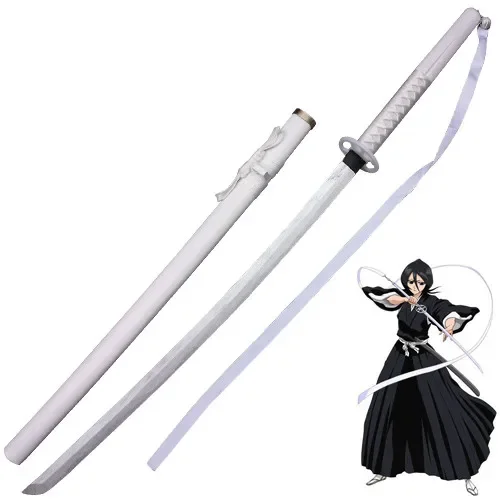 

BLEACH Kuchiki Rukia Sode Cosplay No Shirayuki White Wooden Katana Sword Weapons Props For Chrismas New year Party