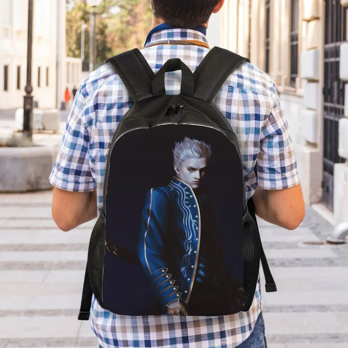 Mochila para estudiantes de la serie Vergil From The Devil May Cry, bolso escolar, mochila de viaje para senderismo, mochila para hombres y mujeres, bolsos de hombro