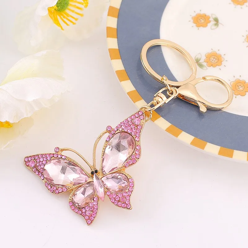 Animal Butterfly Full Rhinestone Key Chain Women Handbag Pendant Alloy Keyring Crystal Car Pendant Jewelry Key Accessories