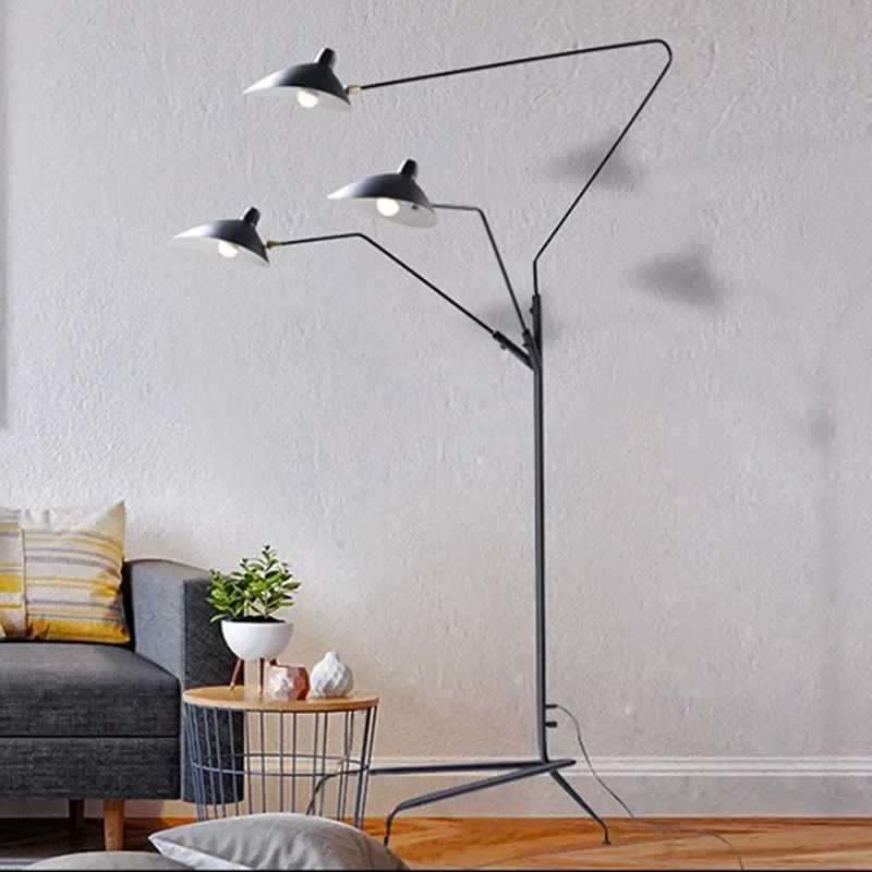 SANDYHA Modern Minimalist LED Floor Lamp Black Lampshade Designer Living Room Decoration Home Dining Table Bedroom Light Fixture