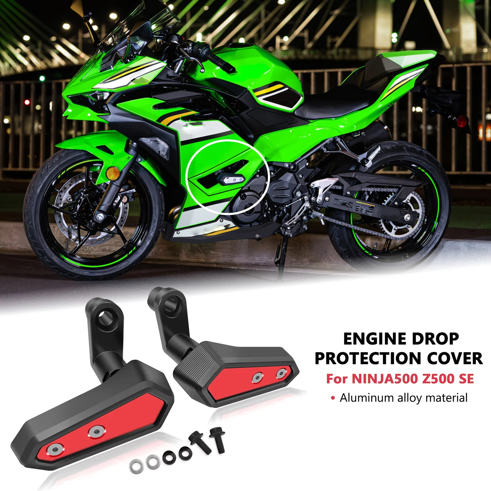 For Ninja 500 Z500 SE NINJA500 2024-2025 Frame Slider Protector Motorcycle Engine Anti-collision Protector Anti-collision Ball