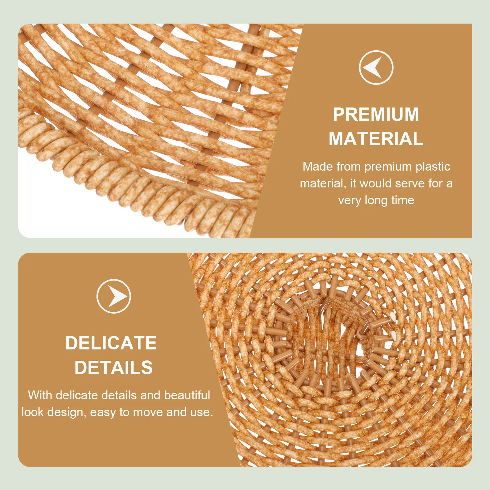 

Round Plastic Imitation Rattan Trash Can Replacement Lid Seamless Bedroom Garbage Basket Cover Storage Sundries