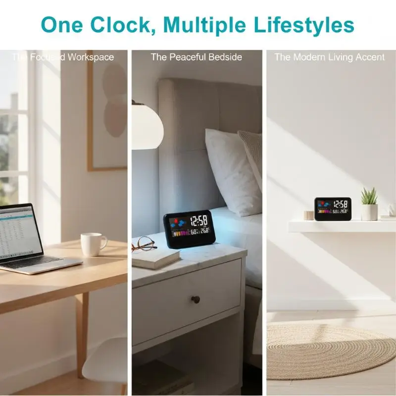 Clock Digital With Night Backlight Smart Alarm Clock For Home Bedroom Desk Table  Hygrometer