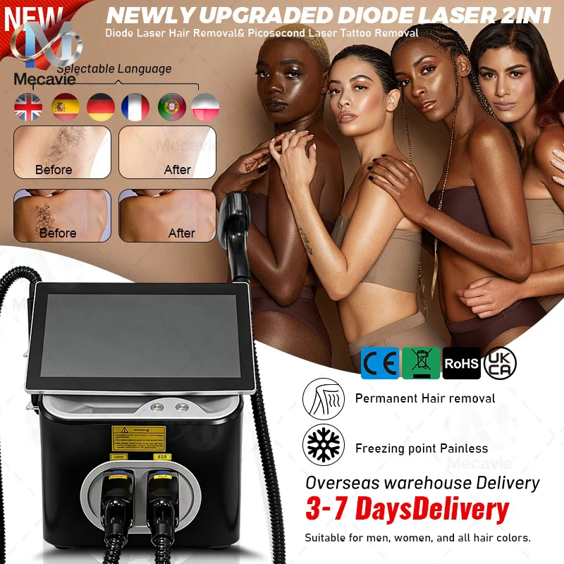 

4 Wavelengths 4000W Soprano Ice Diode & Pico Laser Professional Permanent Hair Removal Tattoo Removal Beauty Machine for Salon
