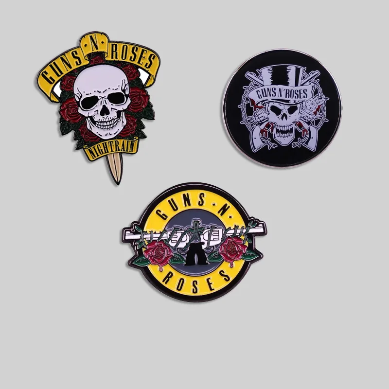 Insignia de música Punk de banda de Rock de alta calidad, Pin esmaltado de Guns N Roses, regalo de medalla para Amiga, broche para amantes de la música, Pin para bolsa de ropa