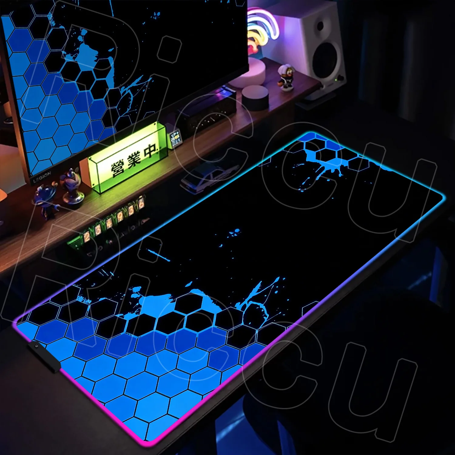 

RGB Hexagon fluid Large Gaming HD XXL Mouse Pad Computer Mousepad 900x400mm LED Desk Mat PC accessories Keyboard Table carpet